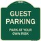 Signmission Designer Series Sign Guest Parking, Green & Tan Heavy-Gauge Aluminum Sign, 18" x 18", G-1818-23925 A-DES-G-1818-23925 - alternate 1